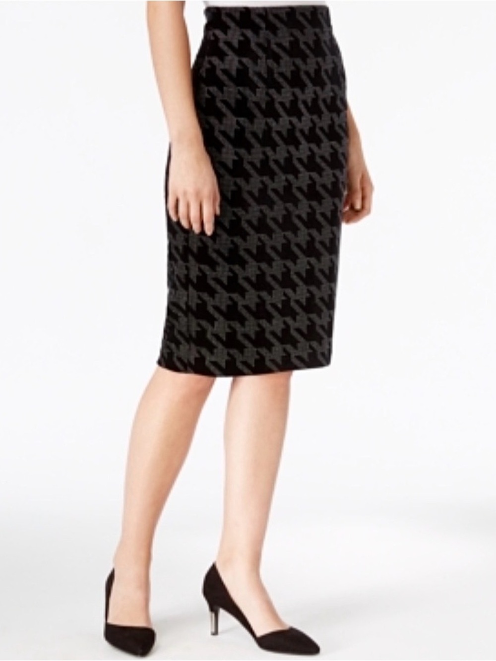 Bar III Embellished Houndstooth Velvet Pencil Skirt, Size XL - NWT